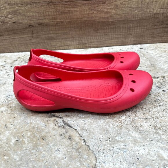 Crocs Shoes Womens Size 11 Pink Kadee Ballet Flats Slip On Lightweight Comfort - Picture 5 of 9